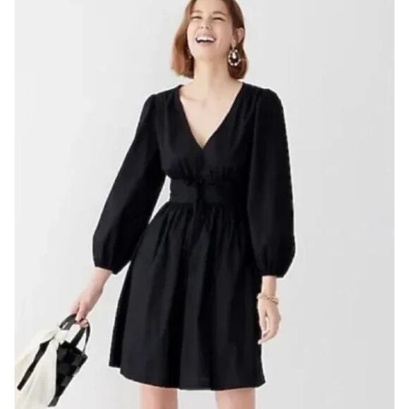 J Crew V-neck Cotton Poplin Mini Dress BK961 Size 6 - Picture 1 of 5
